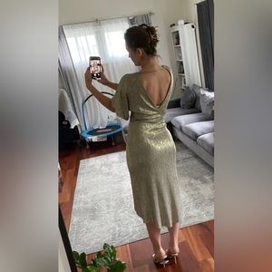 Gold sheer midi dress